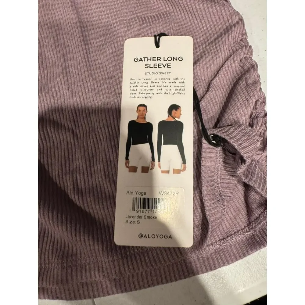 Alo Gather Longsleeve Top Size Small Lavender Smoke NWT